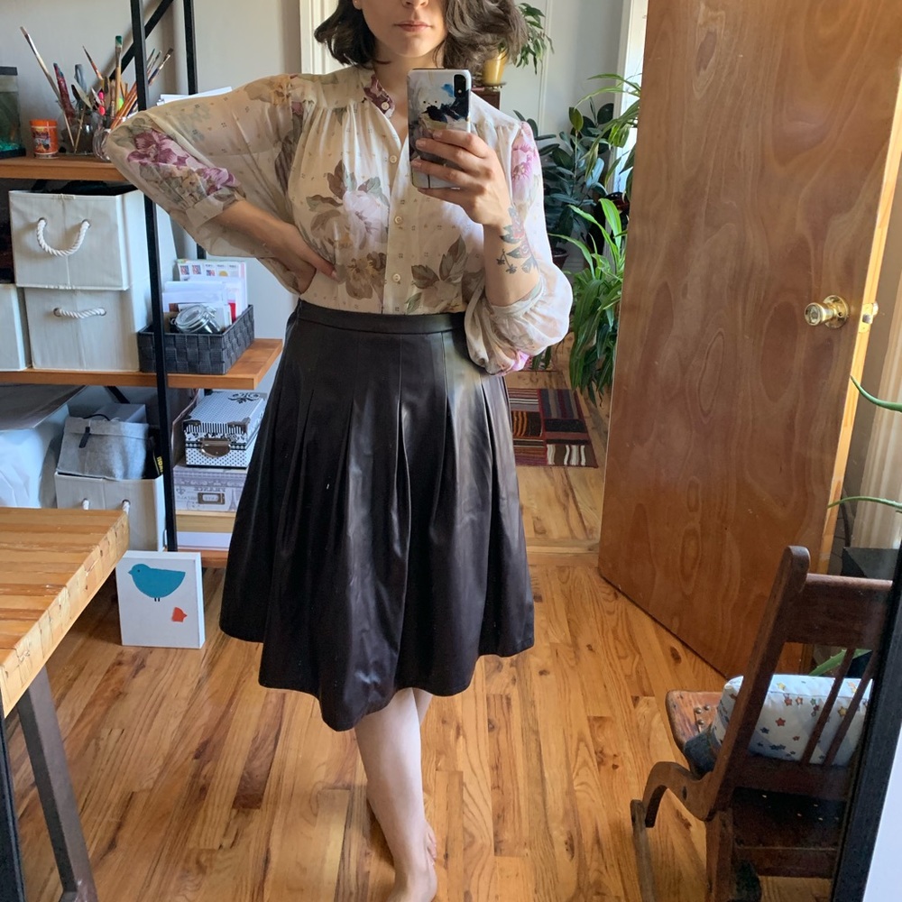 Faux leather INC pleated skirt